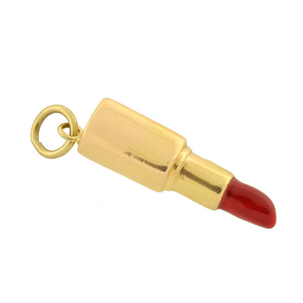 Vintage 14kt Enamel Red Lipstick Charm