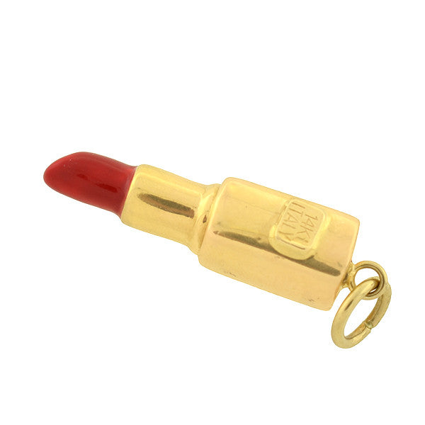 Vintage 14kt Enamel Red Lipstick Charm