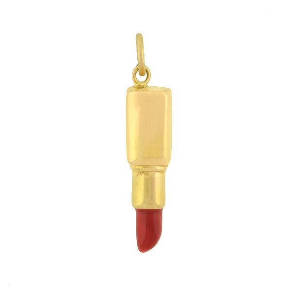 Vintage 14kt Enamel Red Lipstick Charm