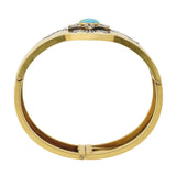 Victorian 18kt Diamond + Turquoise "Dieu vous voit" Bangle Bracelet