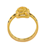 Art Nouveau 14k Garnet + Diamond Repousse Woman Ring