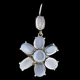 Retro Sterling Silver Moonstone Flower Earrings