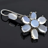Retro Sterling Silver Moonstone Flower Earrings