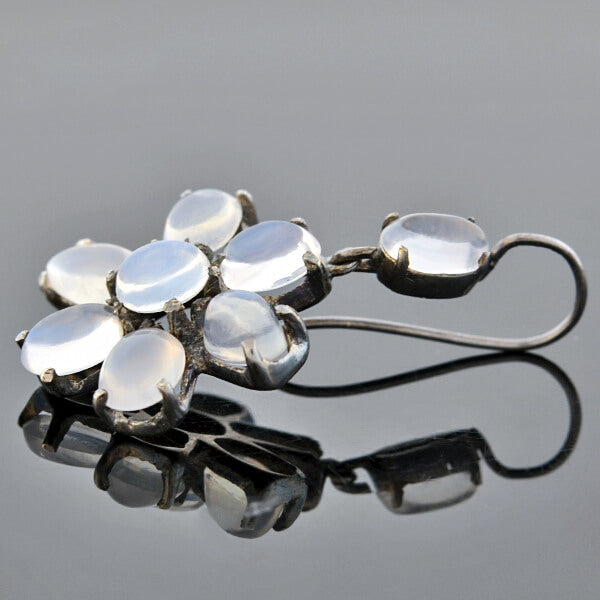 Retro Sterling Silver Moonstone Flower Earrings