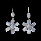 Retro Sterling Silver Moonstone Flower Earrings