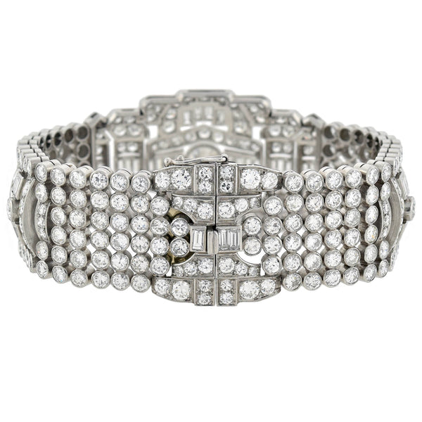 Retro Exquisite Platinum Diamond Encrusted Link Bracelet 32ctw