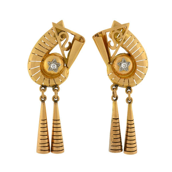 Retro 18kt Mixed Metals Diamond Earrings