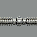 Art Deco 14kt Faceted Rock Quartz Crystal & Onyx Necklace 15"