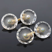 LARTER & SONS Art Deco 14kt Rock Crystal & Pearl Cufflinks