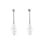 Retro Sterling + Rock Quartz Crystal Rondelle Dangle Earrings