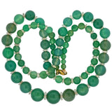 Art Deco Chrysoprase + Rock Crystal Bead Necklace 22"