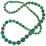 Art Deco Chrysoprase + Rock Crystal Bead Necklace 22"