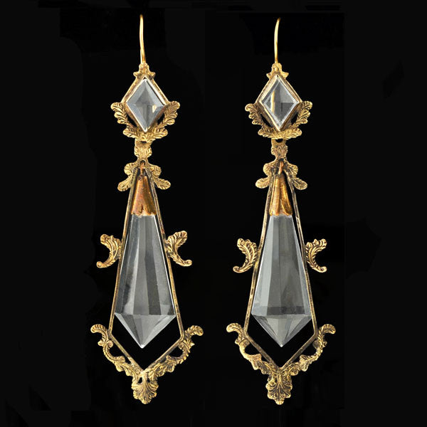 Victorian Long 14kt Faceted Rock Crystal Earrings – A. Brandt + Son