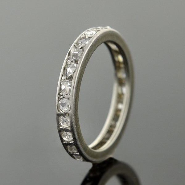 Edwardian French Platinum & Rose Cut Diamond Eternity Band .65ctw