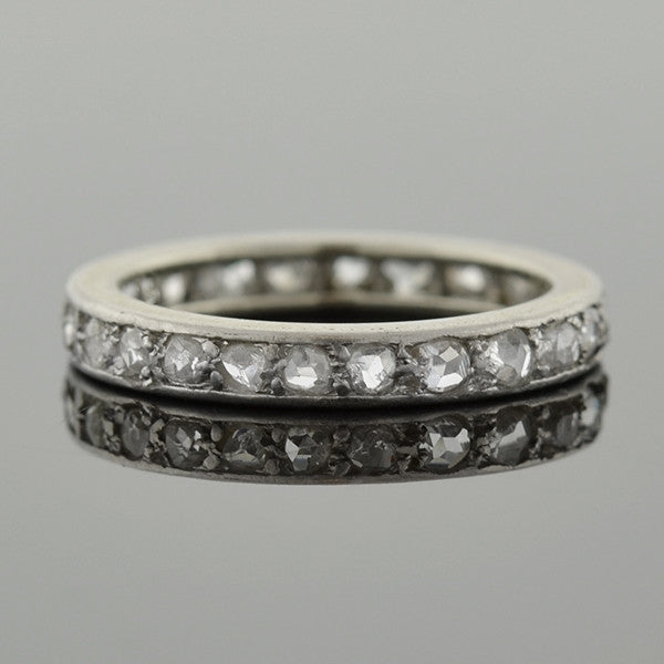 Edwardian French Platinum & Rose Cut Diamond Eternity Band .65ctw
