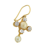 Victorian 14kt Rose & Mine Cut Diamond & Pearl Earrings