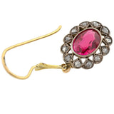 Late Art Deco 14kt & Sterling Diamond "Ruby" Earrings