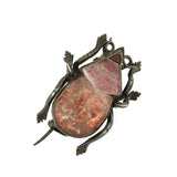 Georgian Silver & Rock Quartz Crystal Foil Back Beetle Pin