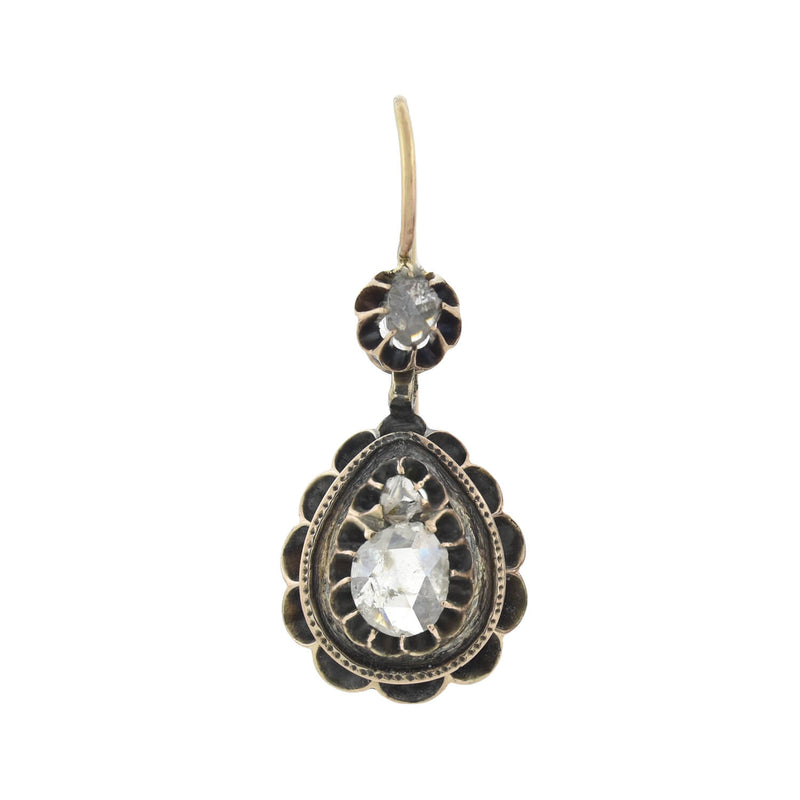 Victorian 14kt/Sterling Rose Cut Diamond Earrings 0.80ctw