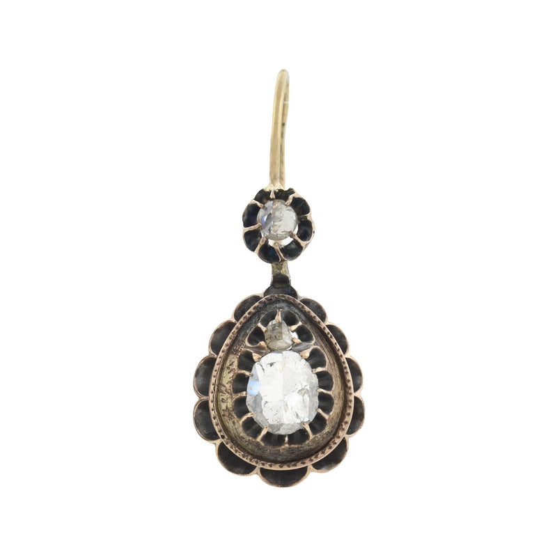 Victorian 14kt/Sterling Rose Cut Diamond Earrings 0.80ctw