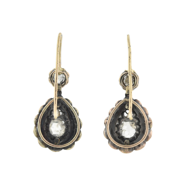 Victorian 14kt/Sterling Rose Cut Diamond Earrings 0.80ctw