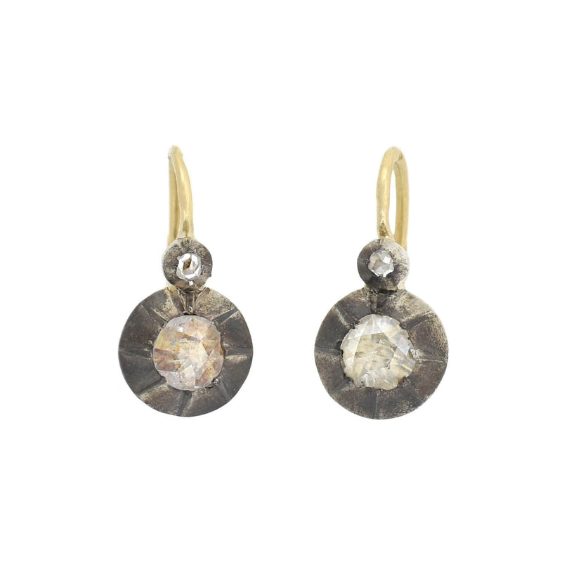 Victorian 18kt/Sterling Silver French Rose Cut Diamond Earrings 0.70ctw