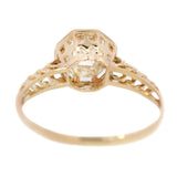 Edwardian 14k Rose Cut Diamond Solitaire Engagement Ring 1.07ct