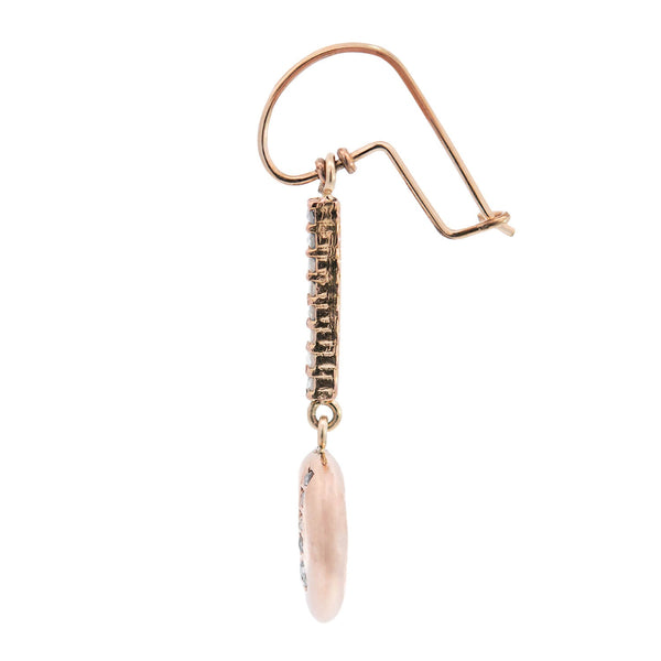 Victorian 14k Rose Cut Diamond Dangle Earrings