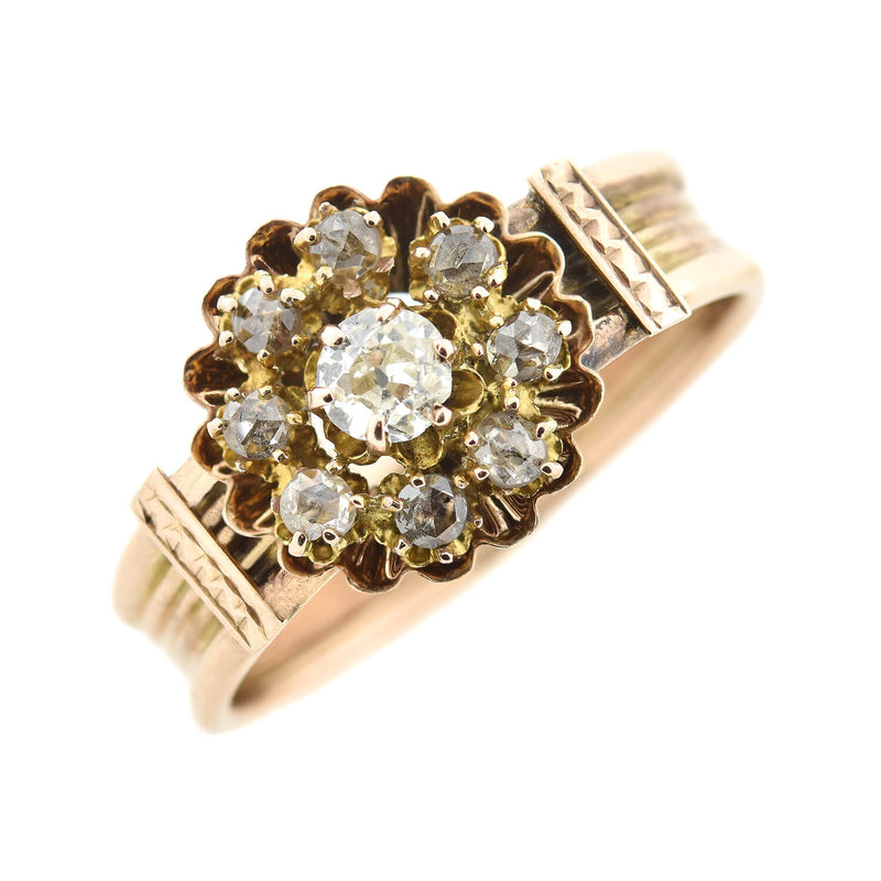 Victorian 10kt/14kt + Diamond Flower Ring