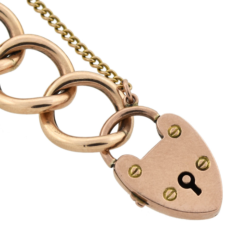 Victorian 9kt/14kt Link Bracelet with Padlock Heart Clasp 11.4dwt