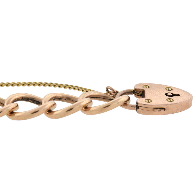 Victorian 9kt/14kt Link Bracelet with Padlock Heart Clasp 11.4dwt