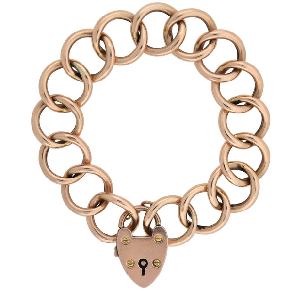 Victorian 9kt/14kt Link Bracelet with Padlock Heart Clasp 11.4dwt