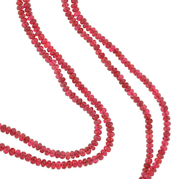 Estate 14kt Faceted Rubellite Bead 2-Strand Necklace