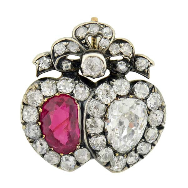 Rare Victorian No Heat Burmese Ruby & Diamond Bracelet/Pendant