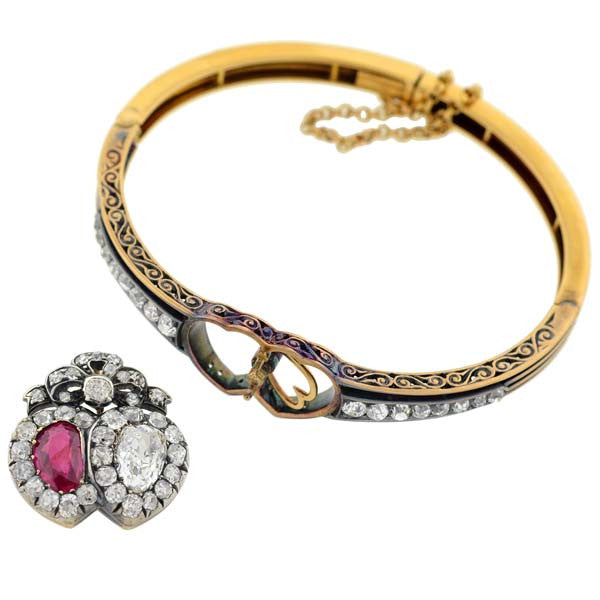 Victorian No Heat Burmese Ruby & Diamond Bracelet/Pendant