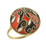 Art Deco Russian Silver & Enamel Dome Ring