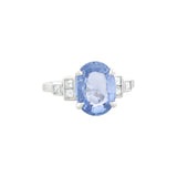 Estate Platinum No Heat Ceylon Sapphire + Diamond Ring 3.70ct
