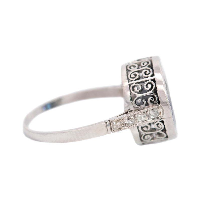 Art Deco Sapphire Filigree Ring 6.38ctw