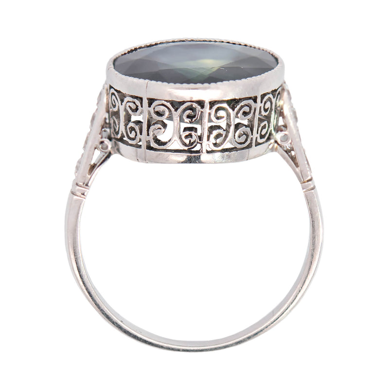 Art Deco Sapphire Filigree Ring 6.38ctw