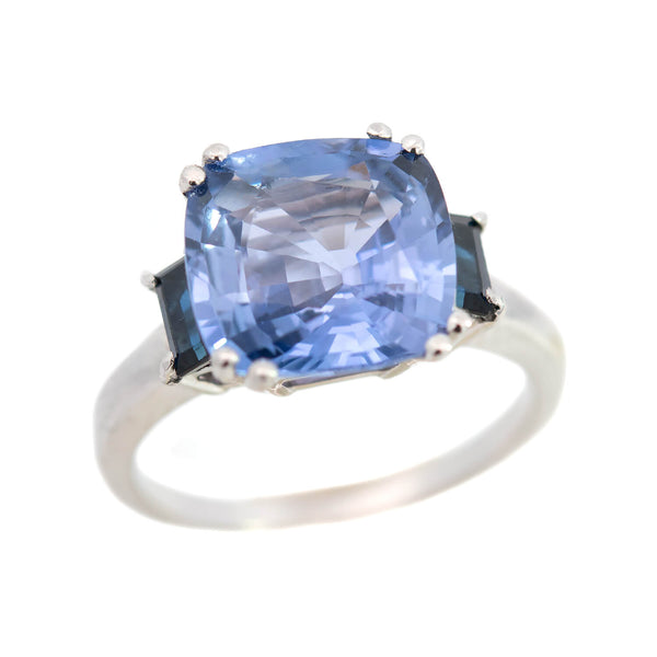 Art Deco Platinum GIA No Heat Ceylon Color-Changing Sapphire Ring 3.90ct