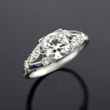 Art Deco Old European Cut Diamond + Sapphire Engagement Ring 1.20ct Center