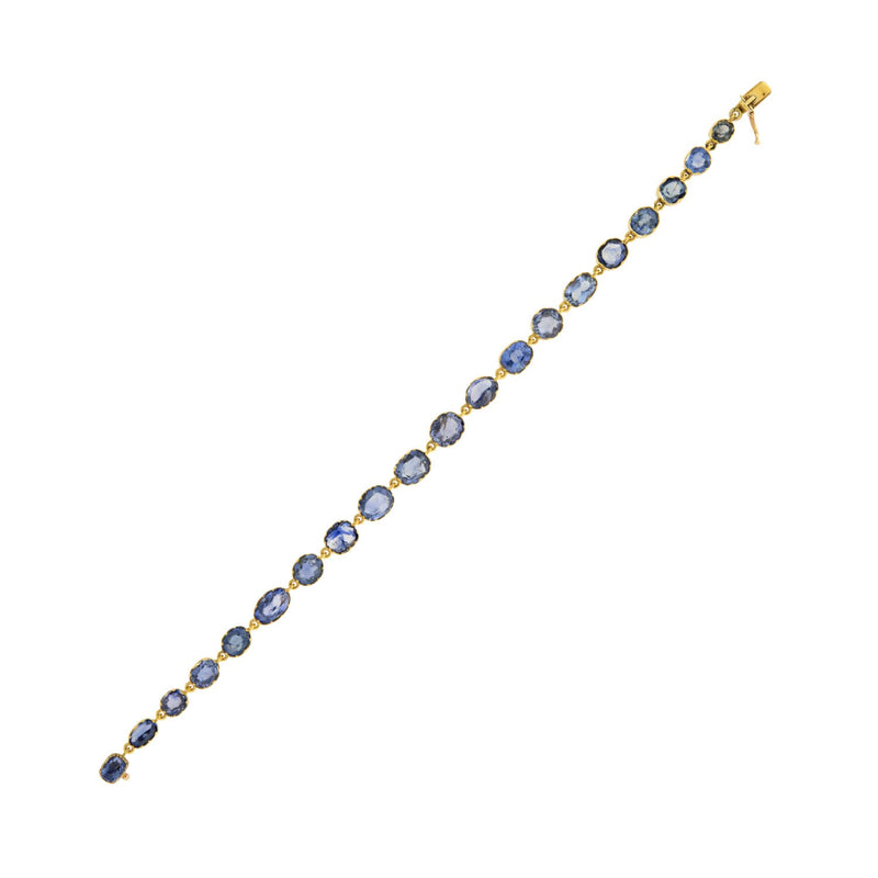 Victorian 15k No Heat Ceylon Sapphire Link Bracelet 15+ctw