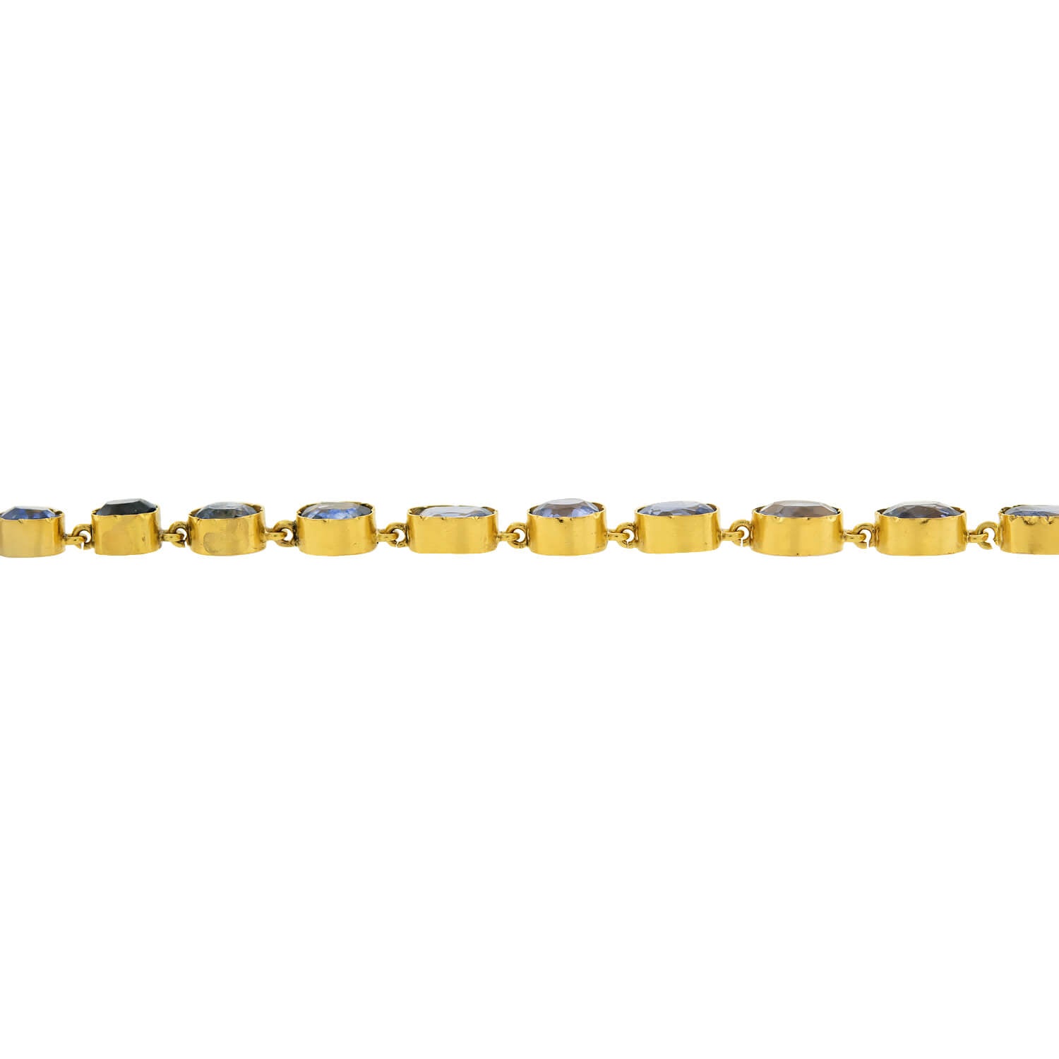 Victorian 15k No Heat Ceylon Sapphire Link Bracelet 15+ctw