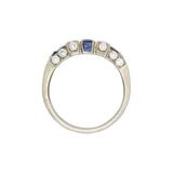Art Deco 18kt Diamond + Sapphire Row Ring