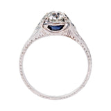 Art Deco 18k Sapphire + Diamond Engagement Ring