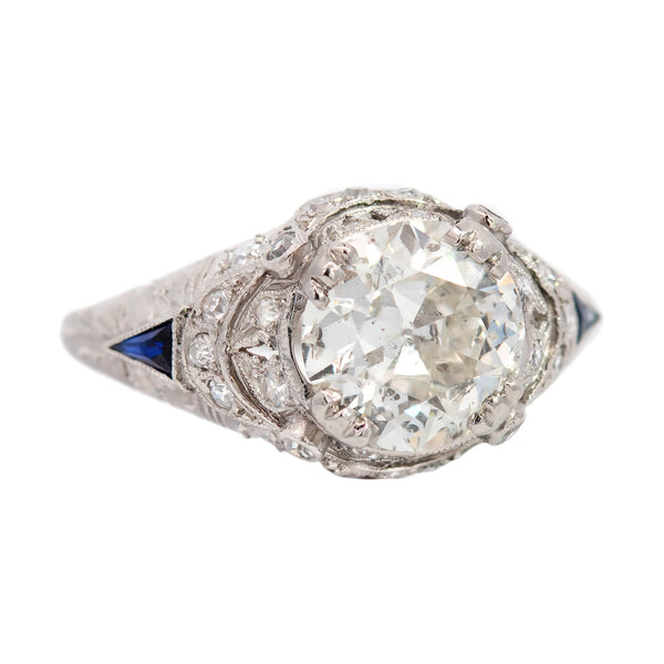 Art Deco Platinum Diamond Ring 2.03ctw