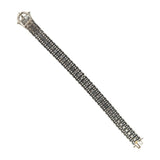 Art Deco Sterling White + Blue Paste Crystal Belt Buckle Motif Line Bracelet