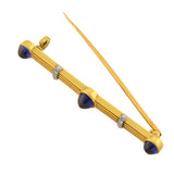 Edwardian French 18kt Sapphire + Diamond Bar Pin