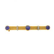 Edwardian French 18kt Sapphire + Diamond Bar Pin