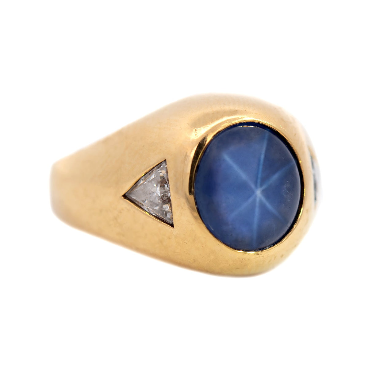Vintage 18k GIA Certified No Heat Ceylon Star Sapphire and Diamond Flu